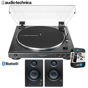 Audio-Technica AT-LP60XBT-USB Turntable Bluetooth, USB + Eris 3.5BT Monitors +2 YR Warranty Kit