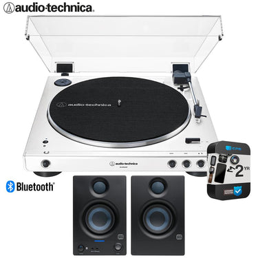 Audio-Technica AT-LP60XBT-WW Wireless Turntable + Eris 3.5BT Monitors + 2 YR Warranty Bundle