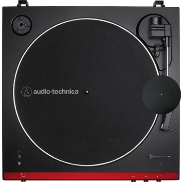 Audio-Technica Fully Automatic Belt-Drive Turntable Red/Black + Speakers Bundle