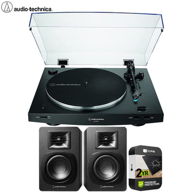 Audio-Technica Automatic Wireless Belt-drive Turntable Black + Speakers Bundle