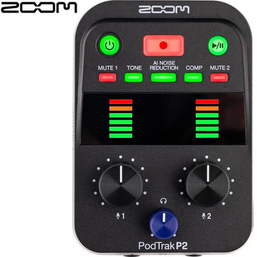 Zoom PodTrak P2 Dual USB Mic Portable Podcast Recorder Refurbished