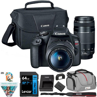 Canon EOS Rebel T7 DSLR Camera + EF18-55mm + EF 75-300mm Lens Kit + Accessories Bundle