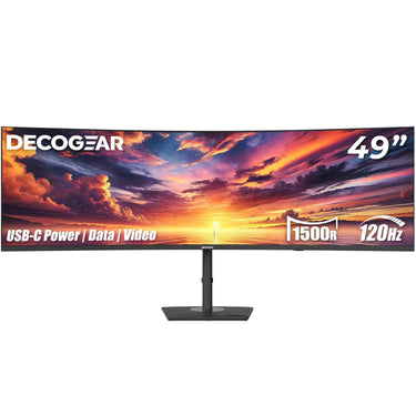 Deco Gear 49" Curved Ultrawide Monitor DQHD 5120x1440, 120Hz, 65W USB-C, KVM, HDR