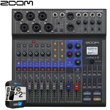 Zoom LiveTrak L-8 8-Channel Digital Mixer and Recorder with 2 Year Warranty