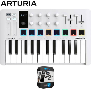 Arturia MiniLab 3 25-Key MIDI Controller Keyboard White with 26 Month Protection