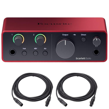 Focusrite Scarlett Solo 4th Gen Audio Interface + 2x OnStage XLR to XLR Mic Cable