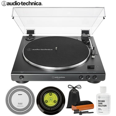Audio-Technica AT-LP60X-BK Fully Automatic Belt-Drive Stereo Turntable w/ Record Care Bundle
