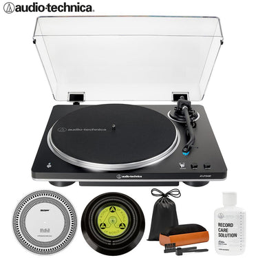 Audio-Technica AT-LP70XBT Fully Automatic Wireless Belt-Drive Turntable w/ Record Care Bundle
