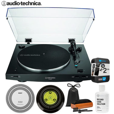 Audio-Technica AT-LP3XBT-BK Wireless Belt-drive Turntable + 2YR Warranty + Record Care Bundle