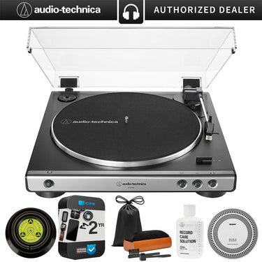 Audio-Technica Fully Automatic Belt-Drive Turntable 33-1/3 & 45 RPM + 2 Year Warranty Pack