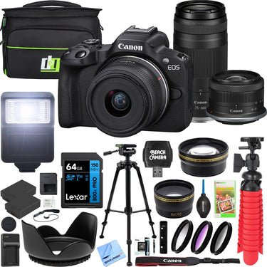 Canon EOS R50 Mirrorless Camera with 2 Lens Kit 18-45mm + 75-300mm Premier Bundle