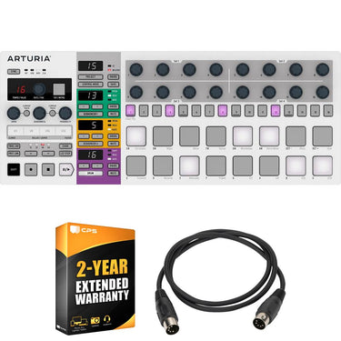 Arturia BeatStep Pro 16-Pad MIDI Controller & Sequencer, White +MIDI Cable +2YR Warranty