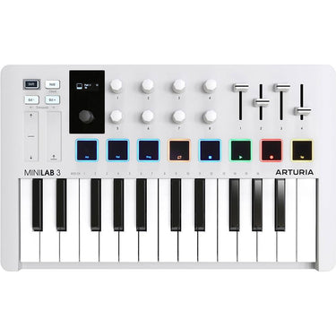 Arturia MiniLab 3 25-Key MIDI Controller Keyboard, White + MIDI Cable +2YR Warranty