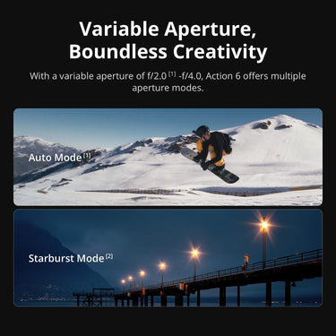 DJI Osmo Action 6 Standard Combo, 4K120fps, 1/1.1" Sensor, f/2-f/4, 4h Battery