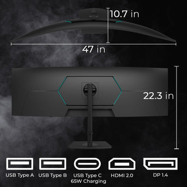 Deco Gear 49" Curved Ultrawide Monitor DQHD 5120x1440, 120Hz, 65W USB-C, KVM, HDR