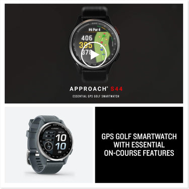 Garmin  Approach S44 GPS Golf Smartwatch, Silver Aluminum Bezel w/ Black Silicone Band