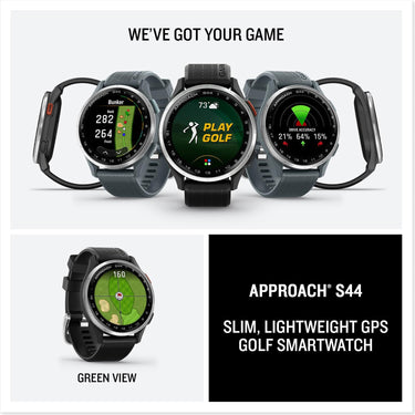 Garmin  Approach S44 GPS Golf Smartwatch, Silver Aluminum Bezel w/ Twilight Band