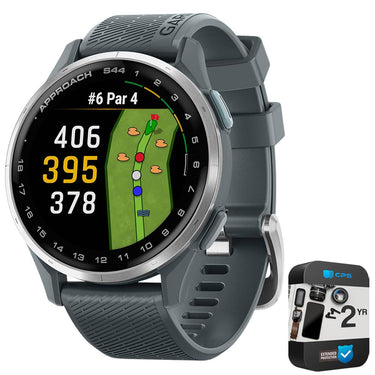 Garmin Approach S44 GPS Golf Smartwatch, Silver Aluminum Bezel + 2 YR Warranty Bundle