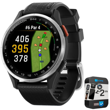 Garmin Approach S44 GPS Golf Smartwatch, Silver Aluminum Bezel + 2 YR Warranty Bundle