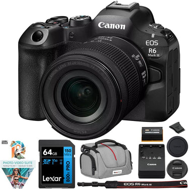Canon EOS R6 Mark III Camera w/ RF24-105mm F4-7.1 IS STM Lens + Accessories Bundle