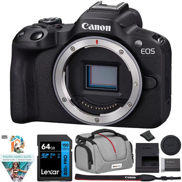 Canon EOS R50 Mirrorless Camera Body (Black) 5811C002 + Accessories Bundle