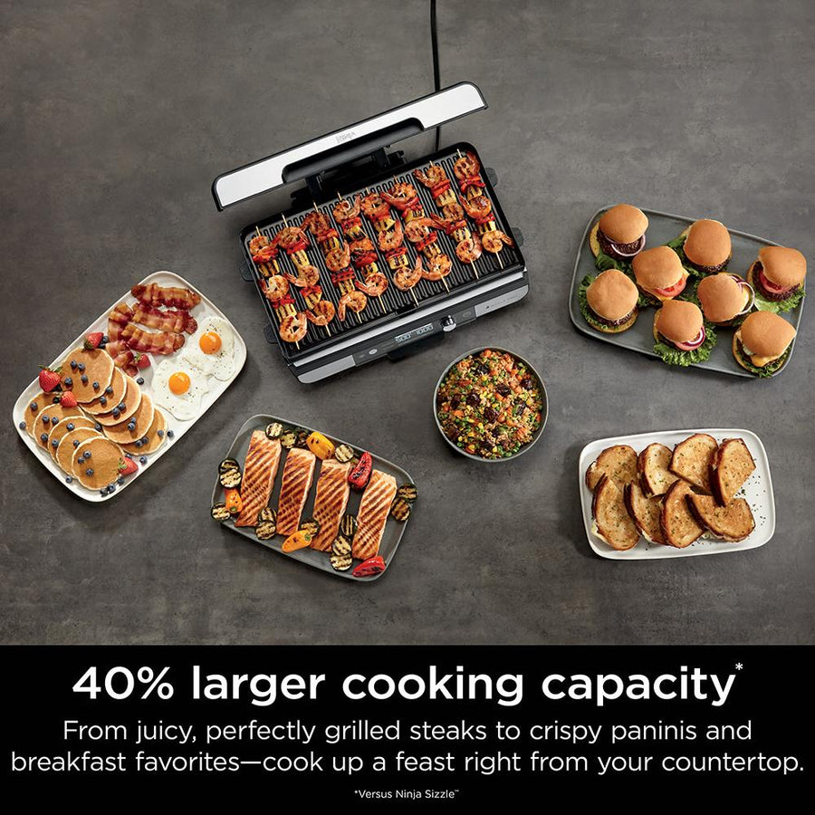 Ninja Sizzle Pro XL 20-Inch Indoor Griddle + Grill - Silver, Refurbished