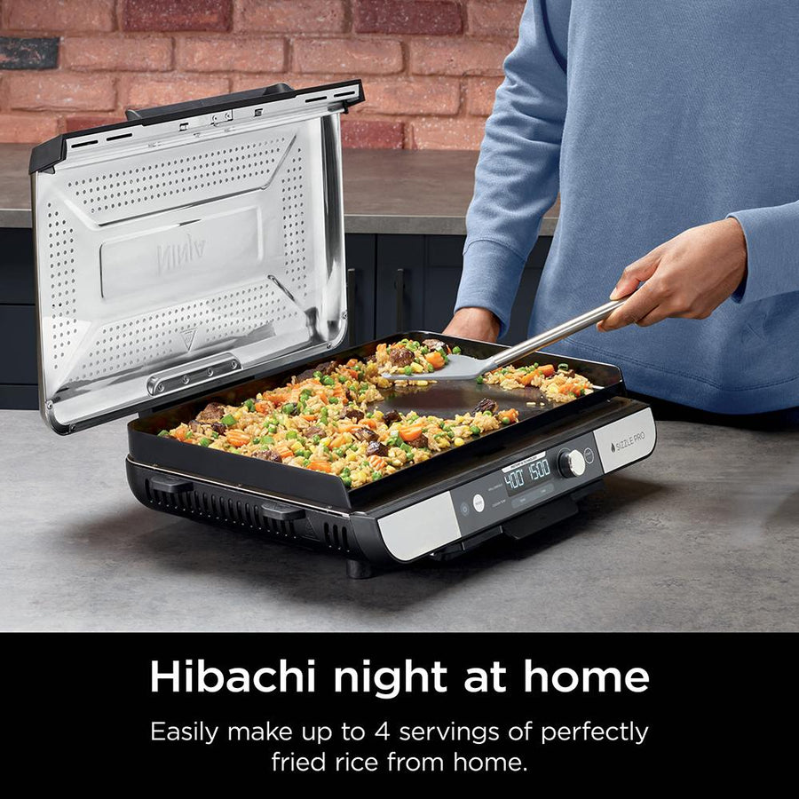 Ninja Sizzle Pro XL 20-Inch Indoor Griddle + Grill - Silver, Refurbished