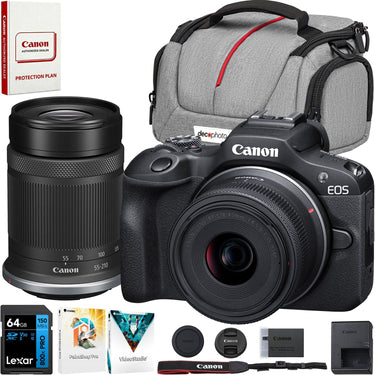 Canon EOS R100 Camera + RF-S 18-45mm F4.5-6.3 +RF-S 55-210mm F5-7.1 Lens + 64GB Bundle