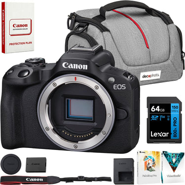 Canon EOS R50 Mirrorless Camera Body (Black) 5811C002 + Accessories Bundle