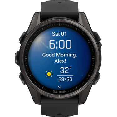 Garmin Fenix 8 43 mm, AMOLED, Sapphire,Carbon Gray DLC Titanium w/ Black Silicone Band