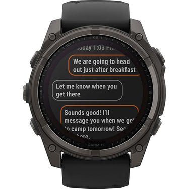 Garmin Fenix 8 51mm Solar Sapphire, Carbon Gray DLC Titanium w/ Black/Pebble Gray Band