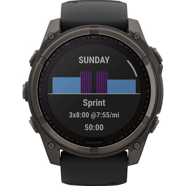Garmin Fenix 8 51mm Solar Sapphire, Carbon Gray DLC Titanium w/ Black/Pebble Gray Band