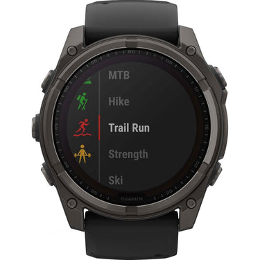 Garmin Fenix 8 51mm Solar Sapphire, Carbon Gray DLC Titanium w/ Black/Pebble Gray Band