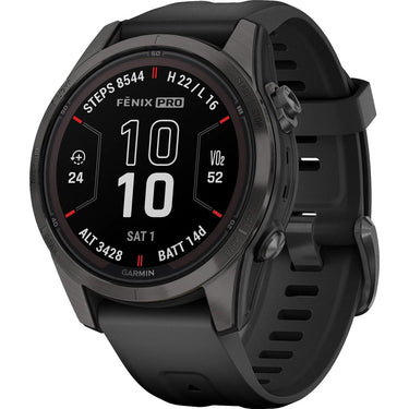 Garmin fenix 7S Pro Solar, Sapphire, Carbon Gray DLC Titanium, Black