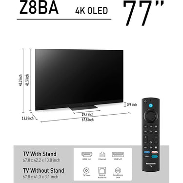 Panasonic Z8BAP 77 Inch OLED 4K Smart, Fire TV, 144Hz HDR10+, One Box Cinema