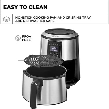 CRUX 3-Quart Digital Air Fryer, Stainless Steel (17282)