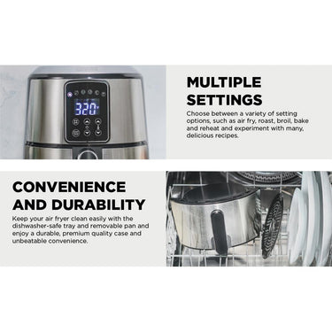 CRUX 3-Quart Digital Air Fryer, Stainless Steel (17282)