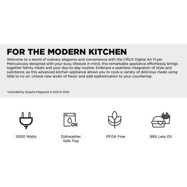 CRUX 3-Quart Digital Air Fryer, Stainless Steel (17282)
