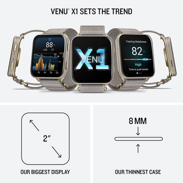 Garmin Venu X1 GPS Premium Smartwatch, Soft Gold, Titanium, French Gray