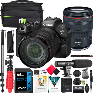 Canon EOS R6 Mark III Mirrorless Camera with RF 24-105mm F4 L IS USM Lens Kit Bundle