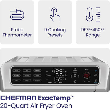 Chefman ExacTemp Air Fryer Toaster Oven Combo with Probe Thermometer - Refurbished