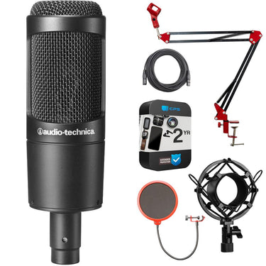 Audio-Technica Cardioid Condenser Microphone AT2035 w/ Warranty + Accessories Bundle
