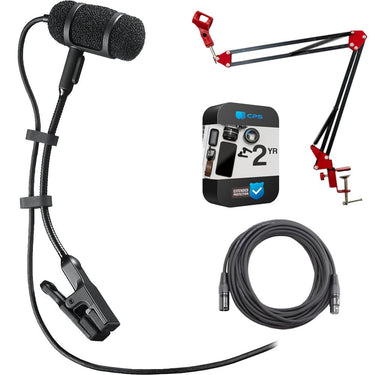 Audio-Technica Cardioid Condenser Clip-on Instrument Mic w/ Warranty + Accessories Bundle