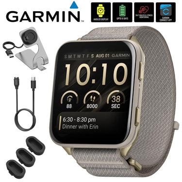 Garmin Venu X1 GPS Premium Smartwatch, Soft Gold, Titanium + Accessories Bundle