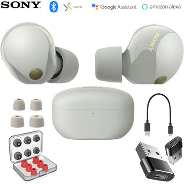 Sony Noise Canceling Truly Wireless Earbuds Silver with Earbud Tips & Converter