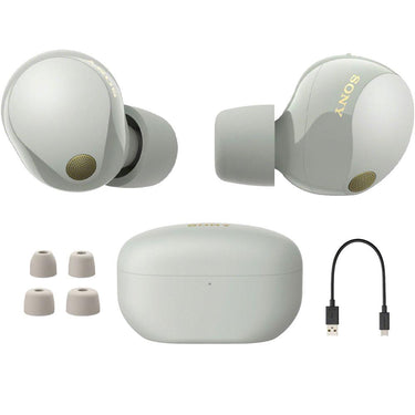 Sony Noise Canceling Truly Wireless Earbuds Silver with Earbud Tips & Converter