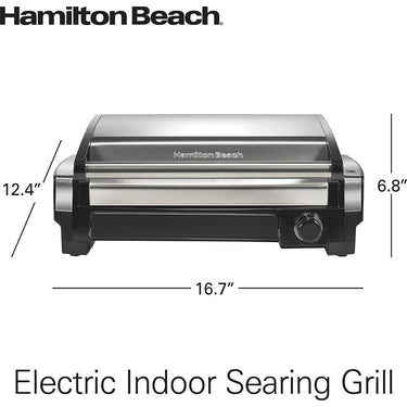 Hamilton Beach R25360 Electric Indoor Searing Grill - Stainless Steel - Factory Refurbished