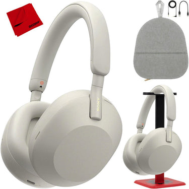 Sony WH-1000XM5 Wireless Noise Canceling Headphones (Silver) Pro Stand Kit