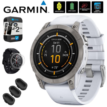 Garmin Epix Pro (Gen 2), 47mm, Sapphire, Titanium w/ Warranty + Accessories Bundle