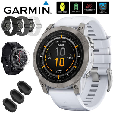 Garmin Epix Pro (Gen 2), 47mm, Sapphire, Titanium, Whitestone w/ Accessories Bundle